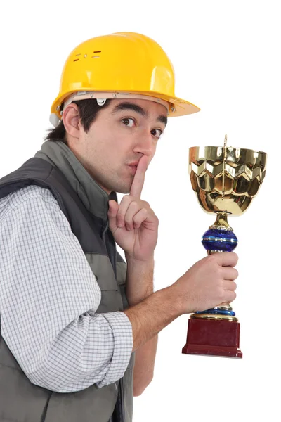 stock image Builder trying to keep success a secret