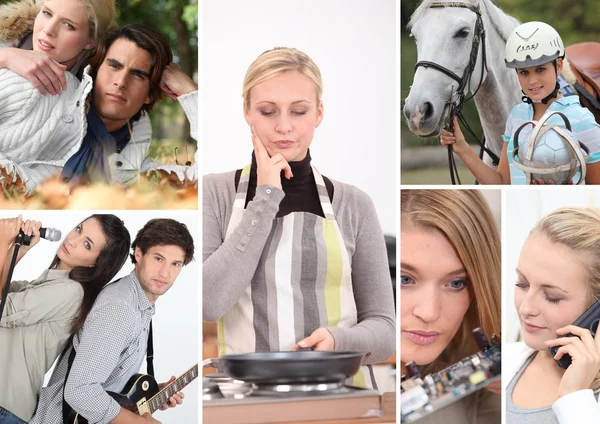 Collage van actieve jongeren — Stockfoto