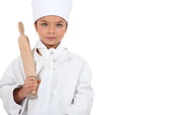 Детский повар со скалкой — стоковое фото