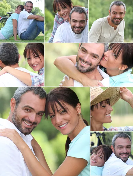 Mozaïek van gelukkige paar in het park — Stockfoto