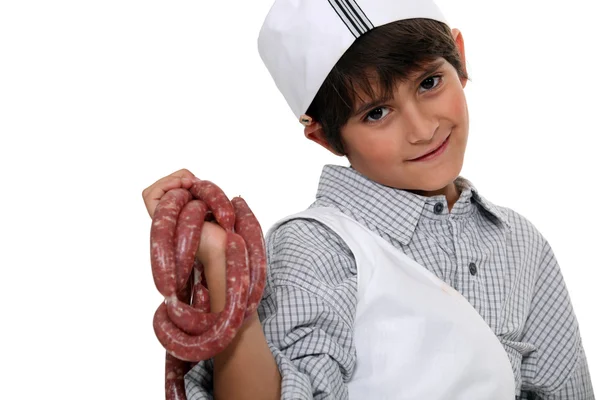 Pequeño niño fingiendo ser carnicero —  Fotos de Stock