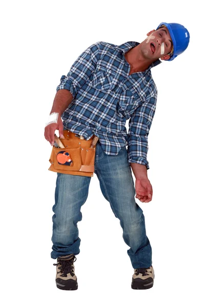 Tradesman suffering from a work-related injury — Stock Photo, Image