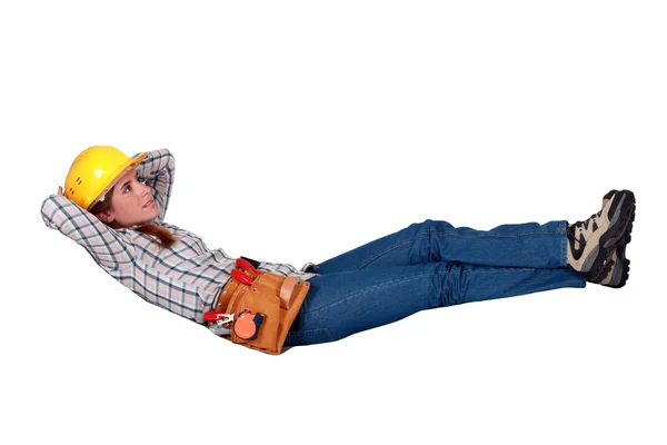 Carpenter having a lie down — Stock Photo, Image