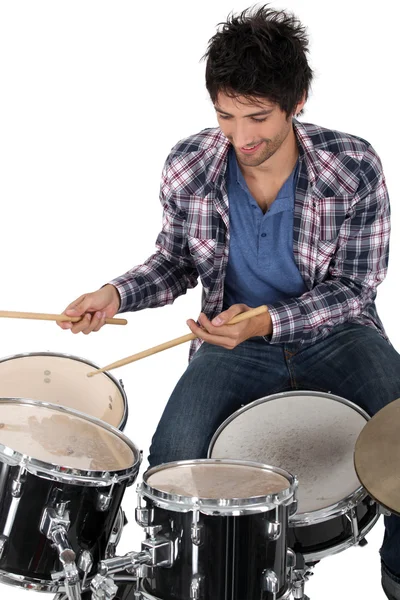 Porträtt av en trummis — Stockfoto