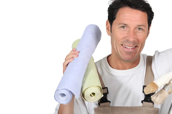 Man with wallpaper — Stock Photo, Image