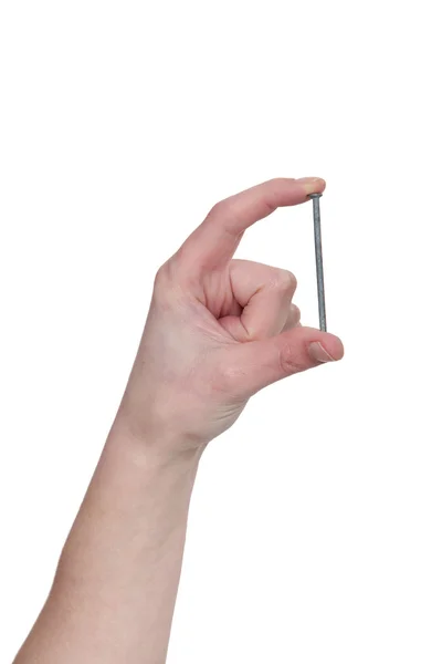 Männliche Hand mit Nagel — Stockfoto