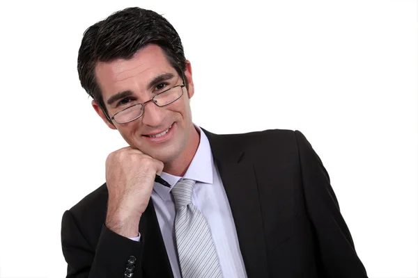Aufgeregter Geschäftsmann mit Brille — Stockfoto