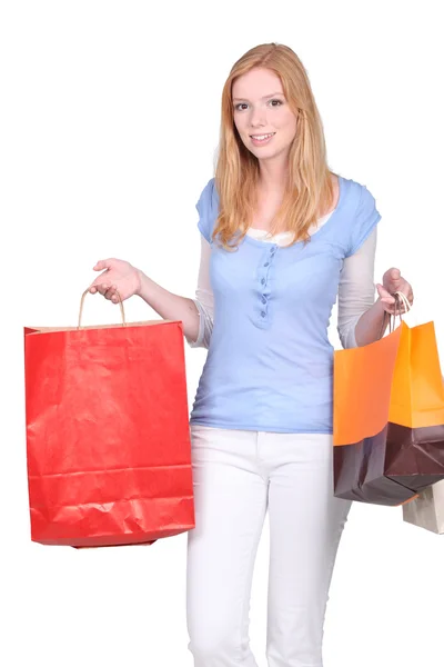Ruiva mulher compras — Fotografia de Stock