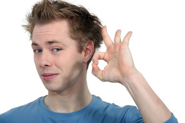 Young man making okay sign clipart