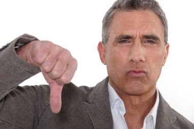 Unhappy grey-haired man clipart