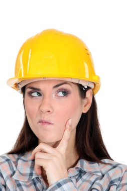 Woman with yellow helmet clipart