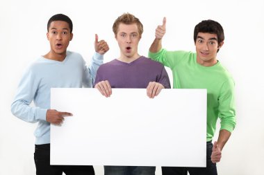 Three young white sign showing clipart