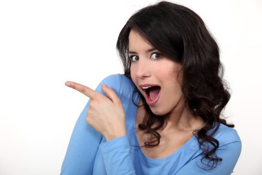 Surprised woman pointing clipart