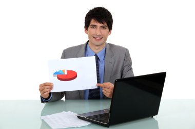 Businessman displaying the results of his market research clipart