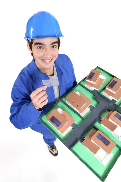 Mimar modeli holding işçi — Stok fotoğraf