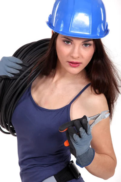 Vrouwelijke elektricien — Stockfoto