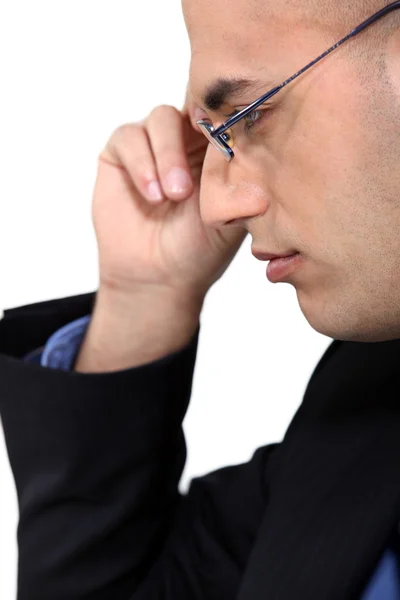 Homem de negócios careca usando óculos — Fotografia de Stock