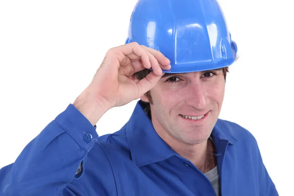 Portret van blauwe helm — Stockfoto