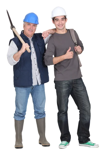 Två hantverkare poserar tillsammans — Stockfoto