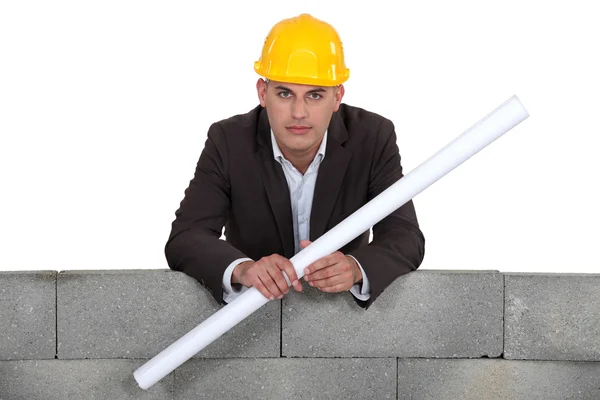 Architect with plans — Stock Photo, Image