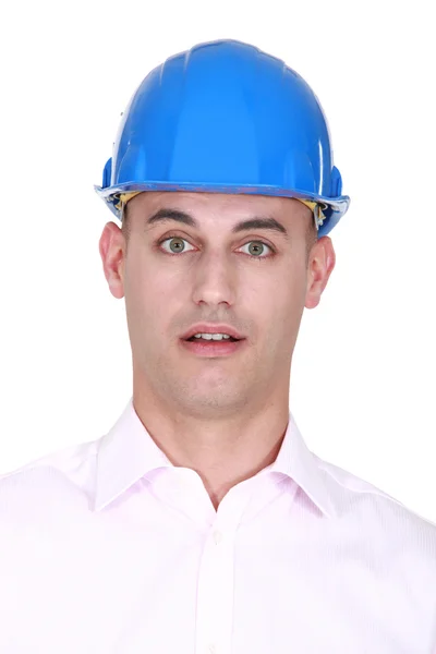 Portrait of a stunned engineer — Stock Photo, Image