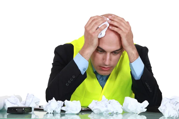 An overwhelmed architect. — Stock Photo, Image