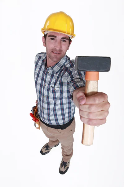 Trabalhador com um martelo — Fotografia de Stock