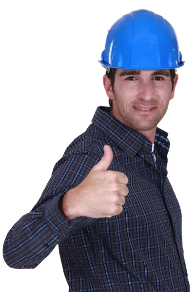 Budowniczy daje ok gest — Zdjęcie stockowe