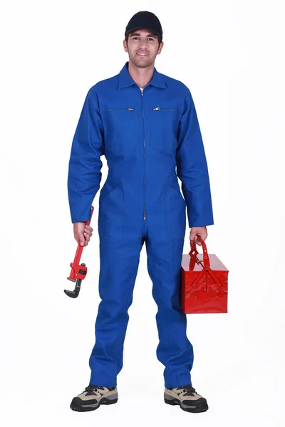 Loodgieter die aankomen op het werk — Stockfoto