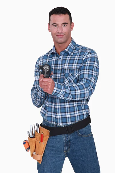 Worker with a drill — Stock Photo, Image
