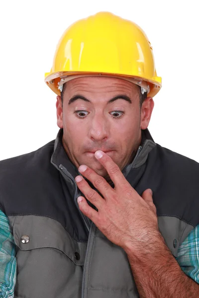 Construction worker who did a mistake. — Stock Photo, Image