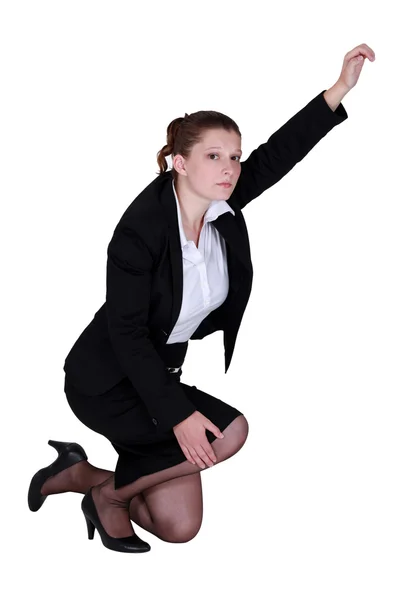 Žena s bolavou nohu s žádostí o pomoc — Stock fotografie