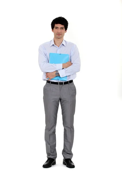 Clerk holding a folder — Stock Photo, Image