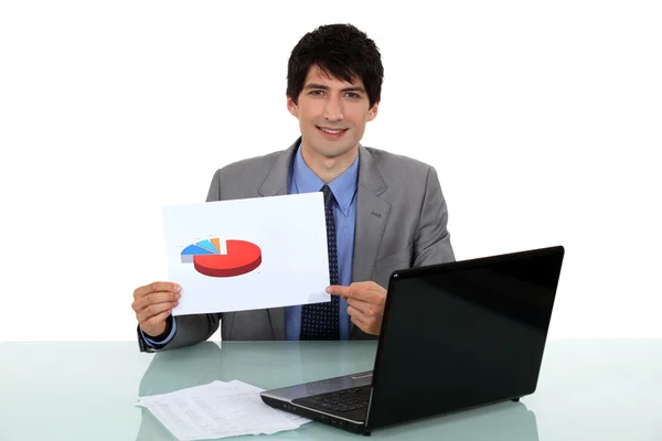 Empresário exibindo os resultados de sua pesquisa de mercado — Fotografia de Stock