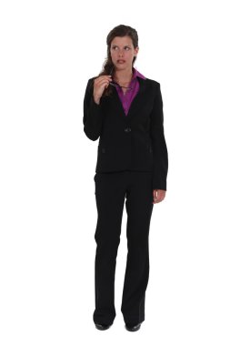 Thoughtful full length businesswoman clipart