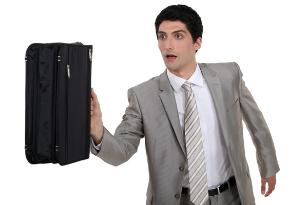 Man running with briefcase — Stock Photo, Image