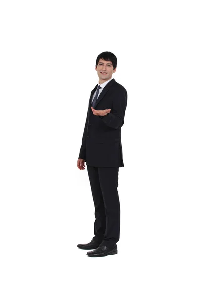 Businessman holding his hand out — Stock Photo, Image