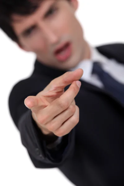 Angry man pointing — Stock Photo, Image