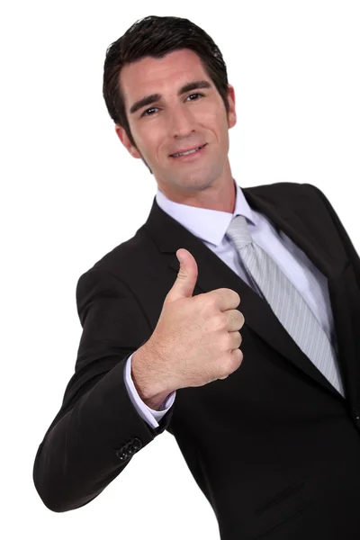Бізнесмен дає великі пальці вгору жест — стокове фото