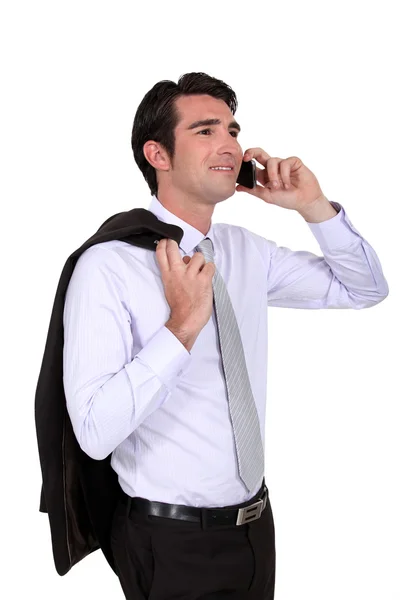 Бізнесмен говорить на своєму мобільному телефоні — стокове фото