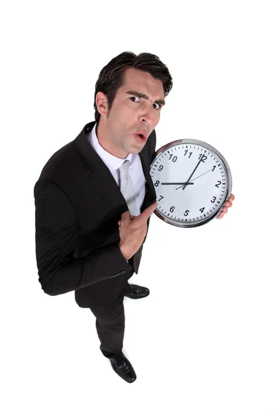 Άνθρωπος με ένα μεγάλο ρολόι. — Φωτογραφία Αρχείου