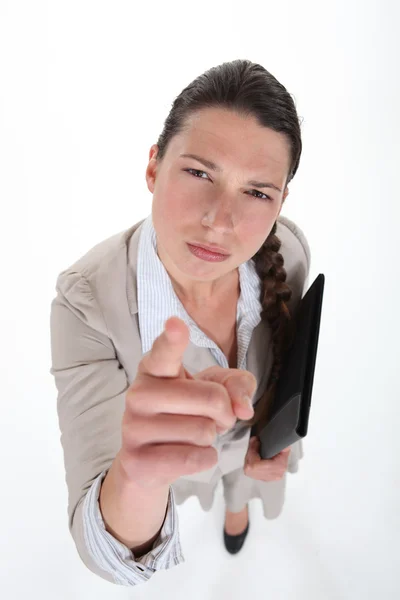 Bizneswoman wskazująca na ciebie — Zdjęcie stockowe