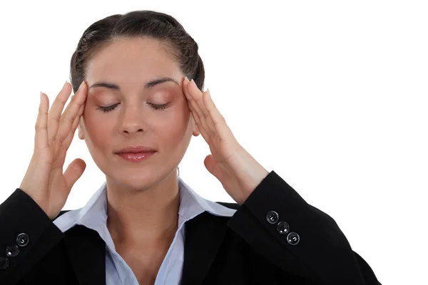 Empresária com dor de cabeça tensão — Fotografia de Stock