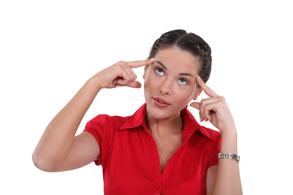 Brunette trying to remember something — Stock Photo, Image