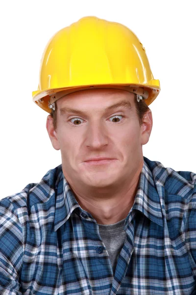 Bauarbeiter geschockt — Stockfoto