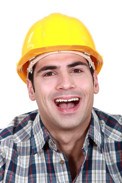 Laughing builder — Stok fotoğraf