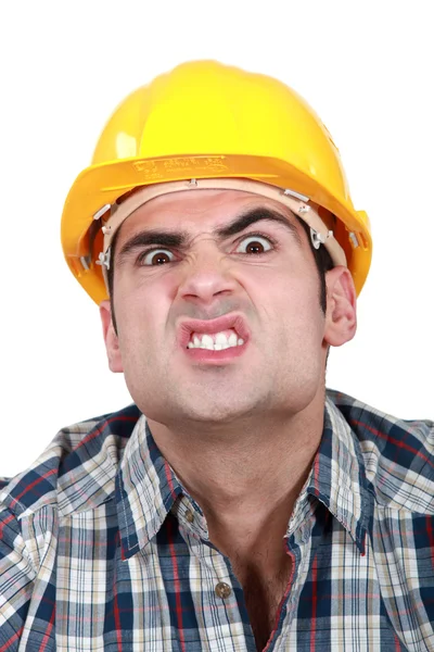 Trabalhador da construção assustador — Fotografia de Stock