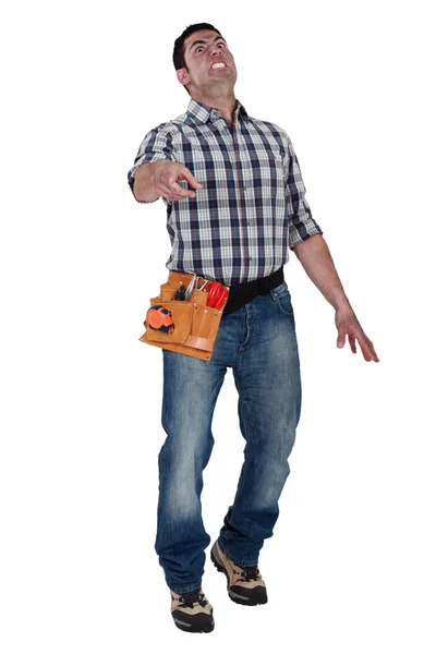 Electrician doing grimace — Stock Photo, Image