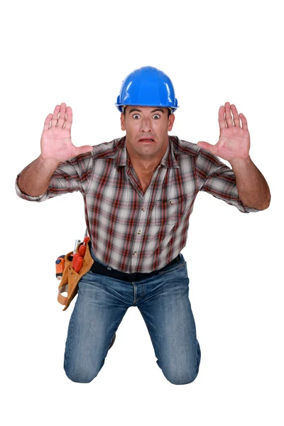 Trabalhador da construção preso — Fotografia de Stock