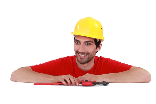 Worker with wrench — Stock Photo, Image
